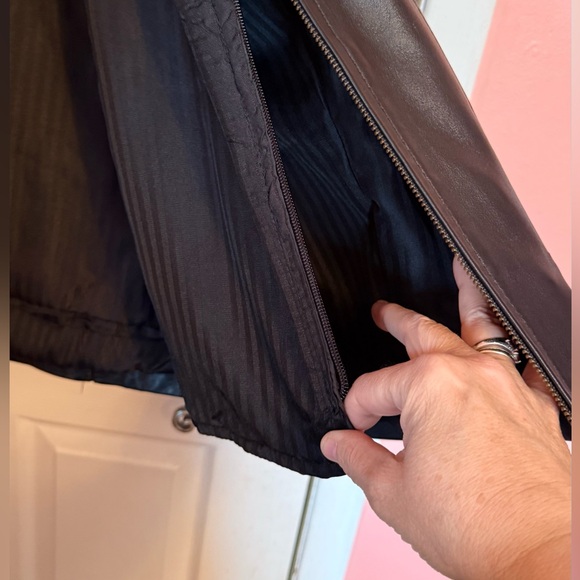 Women's Black Leather Hooded Jacket with Fur Trim - Genuine Leather - Picture 4 of 13